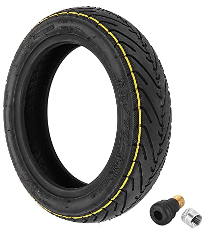 ZAITUO 60/70-6.5 10-inch Rubber Explosion-proof Tubeless Tire + Schrader Straight nozzle Replacement for Segway Ninebot Max G30LP G30 G30E Electric Kick Scooter Tyre Wheel Parts (1)
