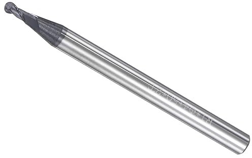 CoCud Sfera Naso Terminale Fresa, 1mm Raggio 4mm Gambo 50mm Lunghezza, AlTiN Rivestito P05 Carburo 2 Scanalature Punta Fresatura CNC Punta Fresa - (per Inox Acciaio Temprato Acciaio)