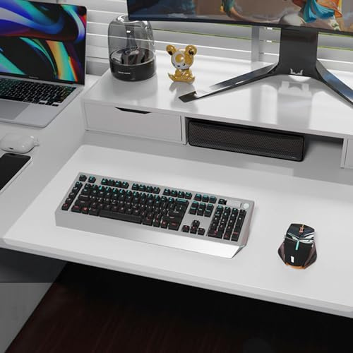 Computermatte, Schreibtischunterlage, Leder-Schreibtischmatte, Mauspad, Schreibtischschutz, Schreibtisch-Schreibblock, Tastaturmatte mit Kantenschutz für Heimbüro-Zubehör, 70 x 40 cm, Weiß