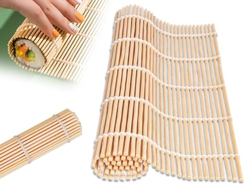KAPSING Bambus Sushi Rollen, Sushi Matte Bambus, Natürliche Sushi Rollmatte für die Zubereitung von Sushi, DIY Sushi Set