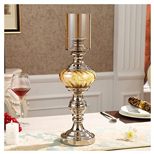 Kerzenhalter Neoklassical Candle Holder Wohnzimmer Haus Kerzenhalter Dekoration Metallglas Esstisch Kerzenhalter Dekoration Kerzenhalter für Zuhause (Size : B)
