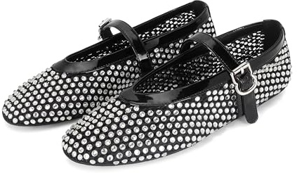 DOEYG Ballerine da donna in maglia, comode e casual, con cinturino a fibbia, 41 EU