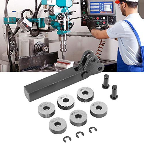 7pcs Steel Knurling Tool Set, 0.5mm/1mm/2mm Diagonal Double Wheel Linear Knurling Tools for Lathe, Knurling Accessories