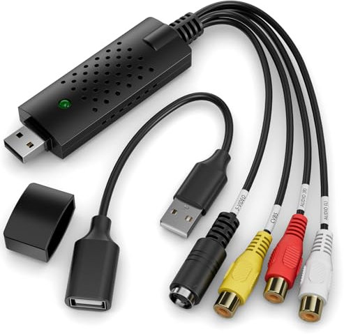 DigitPro Convertitore Video, Convertitore Audio RCA a USB, Scheda di Acquisizione Video USB 2.0, Converti VHS, VCR, Mini DV, Hi8, DVD per MAC/PC