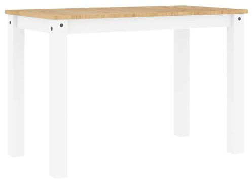 vidaXL Table à Manger Panama Blanc 112x60x75 cm Bois Massif de pin