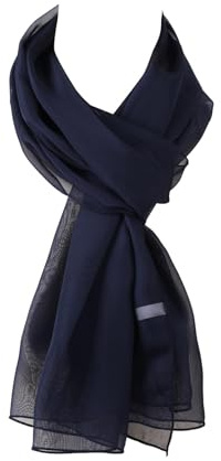 World of Shawls chiffong halsdukar wraps för bröllopsfest speciella tillfällen kvinnor vanlig hals halsduk mjuk huvudbonad flickor huvudduk genomskinlig sjal 45 x 160 cm, marinblå, 90 x 190 Cms