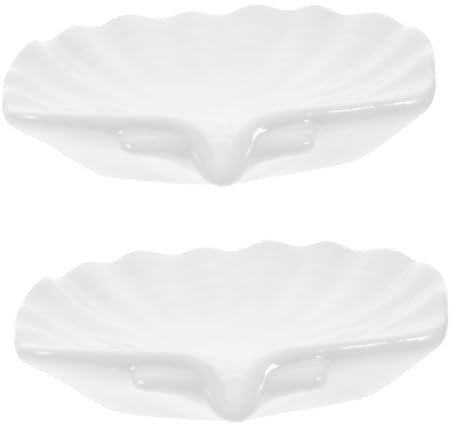RORPOIR 2pcs Ceramic Soap Dish Shell Shape Bathroom Shower Tray Storage Bathroom Soap Holder