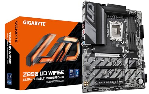 GIGABYTE Z890 UD WIFI6E Motherboard - Unterstützt Intel Core Ultra (Serie 2) CPUs, 12+1+2 Phasen VRM, bis zu 8800MHz DDR5 (OC), 1xPCIe 5.0 + 2xPCIe 4.0, Wi-Fi 6E, 2.5GbE LAN, Thunderbolt 4