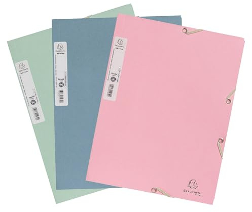 Exacompta - Ref. 55239E - Förpackning med 6 Authentik elastiska mappar - fickor med 3 flikar - i återvunnen kartong 400g/m2 - mått 24 x 32 cm för A4-dokument - assorterade färger