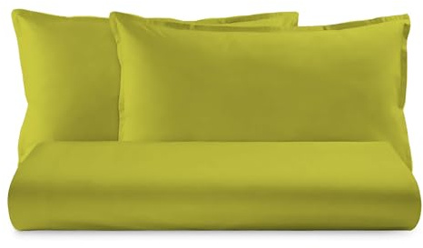 Novia - COLORFUL - Completo Letto Tinta Unita 100% cotone morbido, resistente e duraturo, comfort garantito 1 Piazza, Oliva