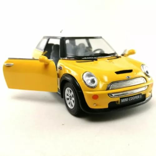 Easy Toys Modellauto kompatibel mit Kinsmart Mini Cooper S - Maßstabsgetreues Spielzeugauto mit zu öffnenden Türen - Automodellierung (Gelb)