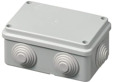 Cassetta di derivazione per esterno IP55, rettangolare 120 x 80 x 50 mm, Scatola per cablaggio impianto elettrico, stagna, grigio, Passacavi per ingresso tubi rigidi, corrugati e guaine spiralate