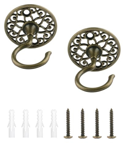 INCREWAY Wall Mount Ceiling Hooks, 2PCS Sturdy Hanging Chandelier Plate Hook Antique Screw in Ceiling Hook Ceiling Hooks for Hanging Plants (Bronze)