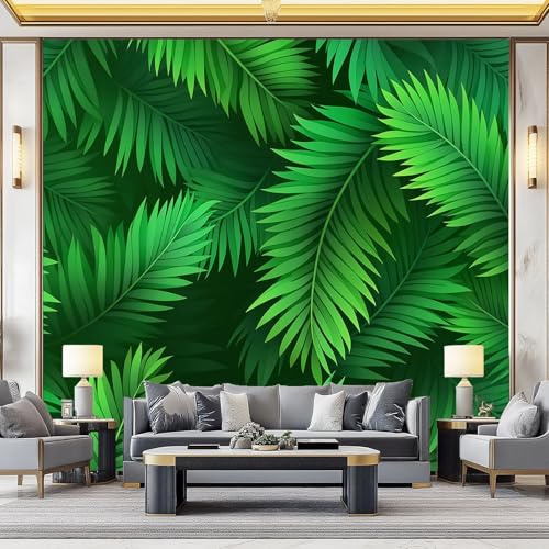Papel pintado fotográfico no tejido 200 x 140 cm Patrón de decoración de pared Plantar Hojas De Palma Pegatinas de pared gigantes con carteles 3D