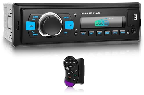 DAB/DAB+ Car Stereo 1 Din Car Radio Single Din Stereo with FM Radio Bluetooth 4.2 Hands-Free Call/Music, USB/AUX Play Steering wheel control EQ
