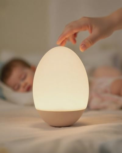 FNMYCO Egg Light for Nursery, 256 RGB Baby Night Light, Rechargeable Night Light for Kids, Portable Small Cordless Bedside Lamp for Girl/Boy/Toddler/Bedroom