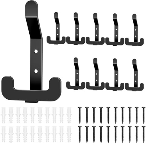 MEIJO Garderobenhaken Edelstahl, Schwarz, 10 Stück