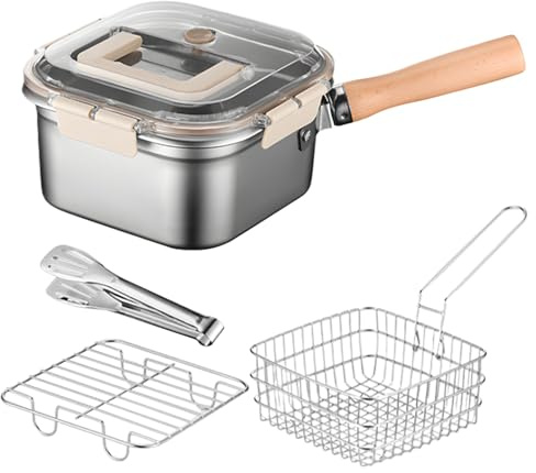 Liten Fritös med Tillhörande Korg Portabel Fritös Fiskpanna Set