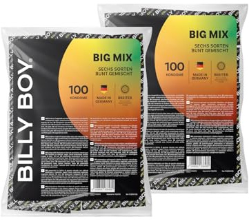 BILLY BOY Kondome Big Mix 200er | 56 mm | Kondommix in breiter Passform | verschiedene Sorten bunt gemischt | (2 x 100 Stück)