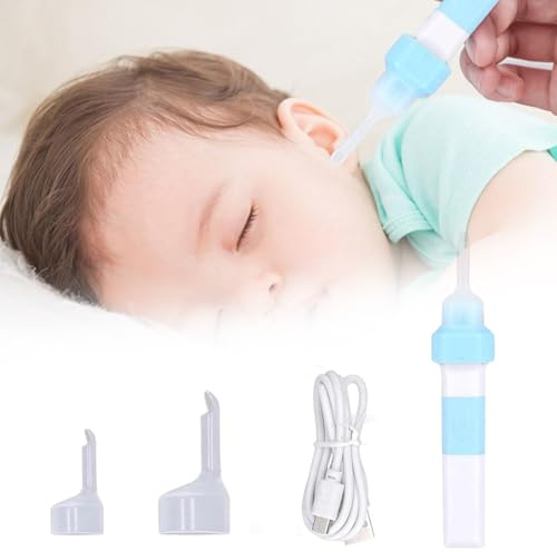 Oídos Aspirador Eléctrico, Aspirador de Oídos Eléctrico con Luz y 2 Puntas Suaves y Cable De Carga USB, Limpiador de Oídos, Removedor de Cera para Oídos, Limpiador De Cerumen para Adultos y Niños
