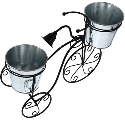 SEWOART Supporto per Piante da Bicicletta in Ferro Nero, Portavasi a Forma di Bicicletta Vintage per Decorazione Balcone e Giardino, Fioriera Stabile da Terra per Piante e Fiori