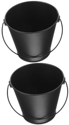 UPKOCH Cubos Metálicos para Recoger Grasa y Aceite para Barbacoa, Aptos para Exterior y Picnic, Tamaño Pequeño 5.6x5.6x4 Cm, Color Negro, 2 Unidades Reutilizables para Parrilla