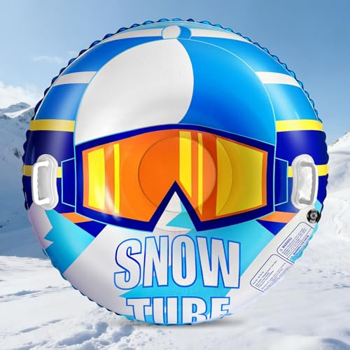 Snow Tube, 47 Inch PVC Inflatable Snow Sled for Kids and Adults, Thickened Hard Bottom Sleds Snow with Handles, Winter Toys for Outdoor Sledding Snow Tube Sports