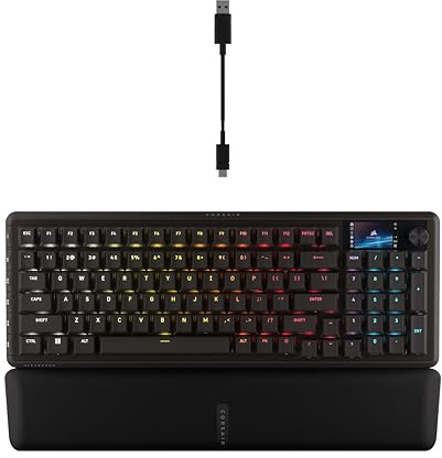 Corsair VANGUARD 96 Wired Mechanical Gaming Keyboard – 96% Layout, MLX Plasma Linear Switches, 8000Hz Polling, LCD Display, Virtual Stream Deck, G-Keys, SOCD Flashtap, QWERTY UK – Black