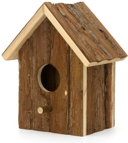 CKB LTD Starling - Casetta per uccelli in legno con foro di ingresso da 4,5 cm, casetta da appendere per uccelli, rustica, naturale, resistente alle intemperie, giardino, esterni, albero o balcone