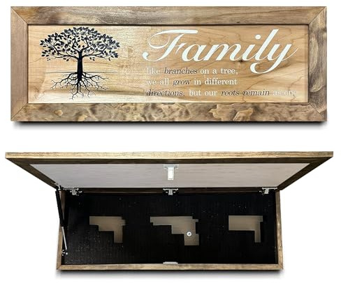Bellewood Designs Tree of Life Gun Concealment Shelf - Family Tree Hidden Gun Shelf with Magnetic Lock - Quick Access Concealment Furniture for Rifles, Shotguns, Handguns - Made in USA (Large)