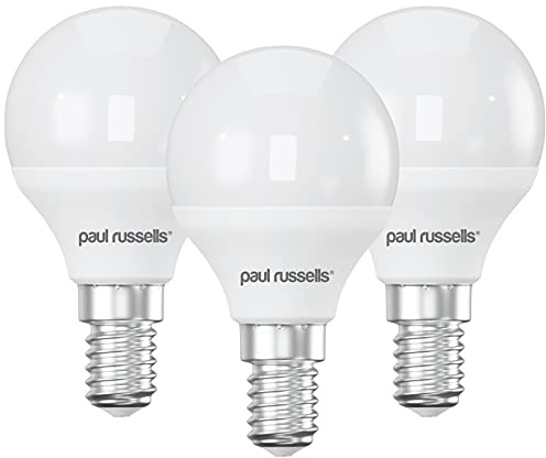 paul russells LED Light Small Edison Screw E14, 60w Equivalent, 6.5W 806LM LED Bulbs, 6500K Bright Daylight, Mini Globe Frosted G45 SES Golf Ball Energy Saving (Not Dimmable) Light Bulbs, 3 Pack