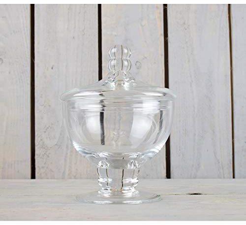 EMH Tarro de Cristal con Patas Hechas a Mano, Frascos de Vidrio con Tapa, Envases para Alimentos, Galletas, Dulces, 20 cm