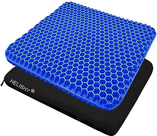 Helishy Egg Gel Seat Cushion, Breathable Gel Cushion Chair Pads with Non-Slip Cover for Home Office Car Wheelchair, Honeycomb Design Egg Seat Cushion As Seen On TV