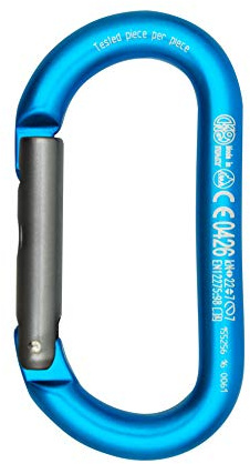 Kong. Oval Straight Gate. Moschettone in Alluminio ad Alta Resistenza. Sistema Keylock. CE EN 12275 UIAA. Per Arrampicata, Soccorso e Lavori in Quota. Peso 60g. Colore Turchese/Grigio