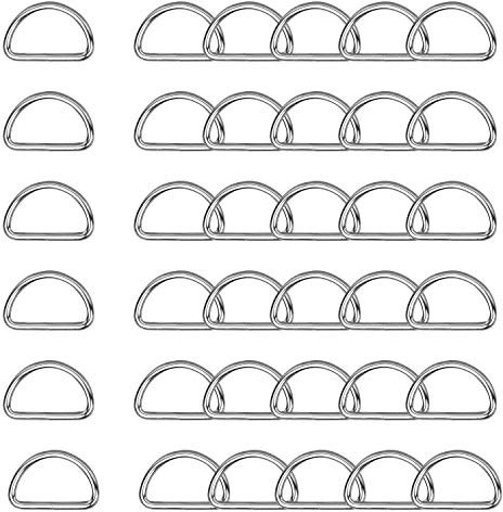 WedDecor 25mm Silver Non Welded Metal D Ring Fasteners Buckle for Adjustable Fastening Webbing Strap, Arts and Crafts, Pet Collars, Repairing Bags, Straps, 10pcs