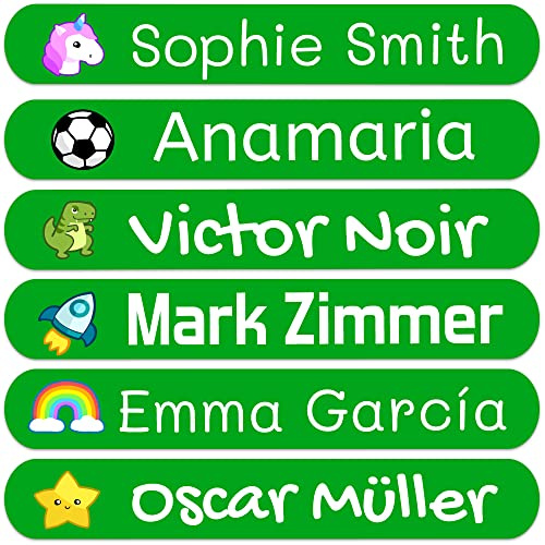 50 Namensaufkleber zum Aufbügeln Personalisiere für Kinder. Bügeletiketten für Kleidung, Schule & Kindergarten (6x1 cm)