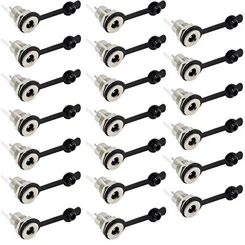 Aiqeer 20 st DC-strömkontakt, 2,1 x 5,5 mm uttag uttag honkontakt, med dammsäker huva, för panelmontering
