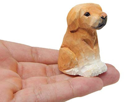 Selsela Labrador Retriever Wooden Figurine - Hand-Carved Miniature Wood Carving Dog Statue, Rustic Home Decor & Collectible Puppy Sculpture