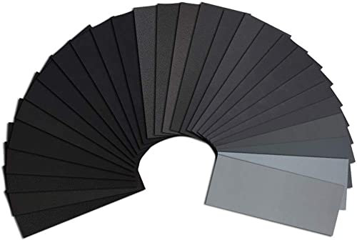45 Uds. De papel de lija de 9x3,6 pulgadas, papel de lija resistente al agua en seco y húmedo, papel de lija de grano 120-5000 para acabado de muebles de madera, lijado de Metal, gris