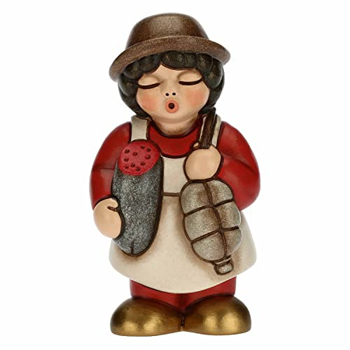THUN - Nativité 2022 - Figurine crèche en céramique décorée à la Main, Version Robe Rouge - Ligne crèche Classique - 4,3 x 4,5 x 8 cm h