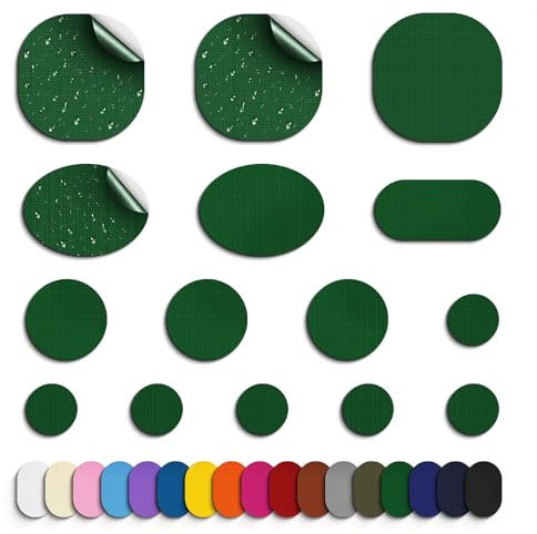 Skystuff Zelt Reparaturset & Flicken selbstklebend Stoff aus Nylon, 45 Stück wasserdichte Reparaturflicken für Daunenjacke, Zelt, Isomatte, kälte- & hitzebeständig, Patches für Jacke, Grün