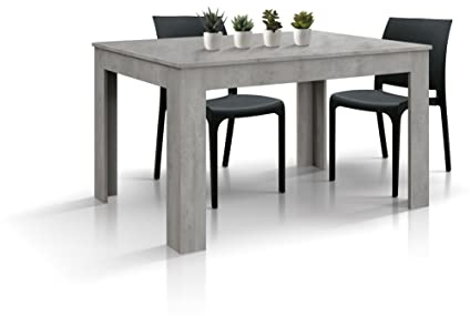 PAZZO DESIGN Ausziehbarer Tisch Luisita, Zementgrau, Küchentisch, Esszimmer, Wohnzimmer, hergestellt in Italien, 120 x 80 x 77 cm