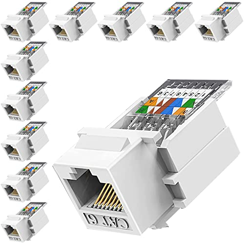 Greluma 10 Pz Jack Keystone RJ45 Cat5e/Cat6 - Strumento-Meno nessuno strumento di punzonatura- Presa a muro Ethernet- Accoppiatore di rete Cat6