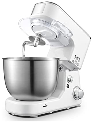 Stand Mixer with 5L Bowl Kitchen Electric Food Processor Mixer for Kitchen Baking Cake Ice Cream Food Beater Low Noise Design (Color : White)