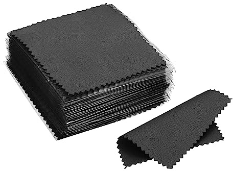 PATIKIL 3,15x3,15 Bijoux Nettoyage Tissu Pour Platine Bijoux Noir 50pcs | Individuellement Emballé Double-Face Polissage Chiffon, Pour Argent Or Laiton Platine Bijoux