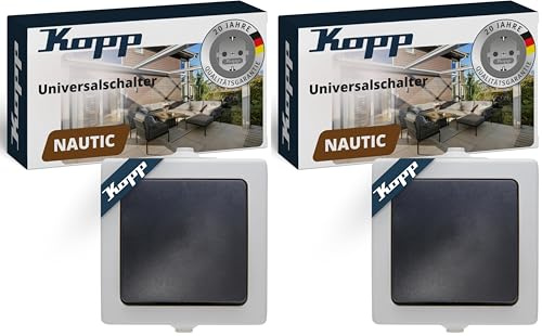 Kopp 565656001 Universalschalter (Aus- und Wechselschalter) Aufputz Feuchtraum Nautic (Packung mit 2)