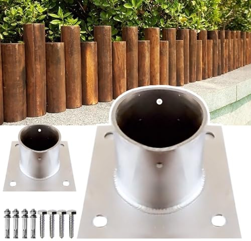 Fence Pole Floor Flange, Stainless Steel Base Flange, Heavy Solid Fence Post Concrete Mount, for Holding The Fence, Mailbox, Flag Round Posts (Color : Dia 50mm(2in), Size : 2 Pcs)