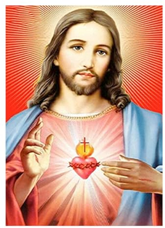 SHEGZHUC Diamond Painting Jesus Herz 40x50cm Diamant Painting Bilder Diamanten Painting Flammendes Herzen Christus Jesus Christus Bilder Malen nach Zahlen Erwachsene Jesus Stickbilder Erwachsene