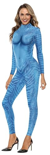 Shukqueen Enterizo de cosplay de princesa Omaticaya Neytiri para mujer, disfraz de Halloween y rendimiento, talla S