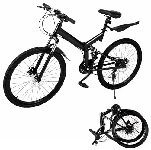Ciounmb Foldable Mountain Bike/Bicycles 26'' wheel, 21 Speeds, Disc Brake, Carbon Steel Frame